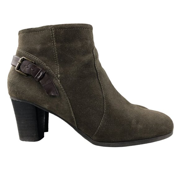 GH Bass & Co Women's Size 8M Ayda Brown Suede Side Zip High Heel Ankle Booties - Picture 1 of 12